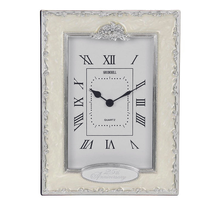 Mantel clock - 25th Anniversary Silver clock in frame