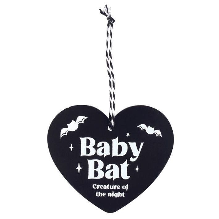 Wooden hanging sign. Baby Bat, Creature of the Night