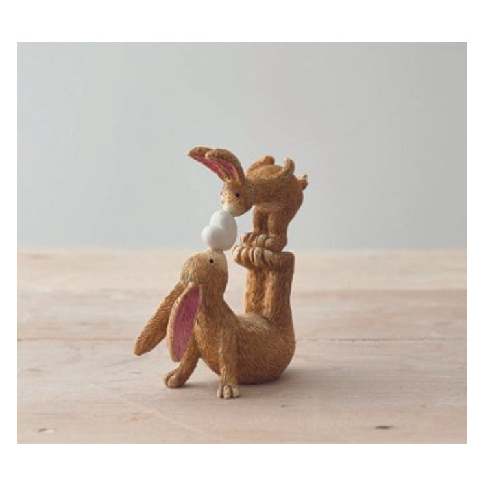Brown rabbits kissing ornament