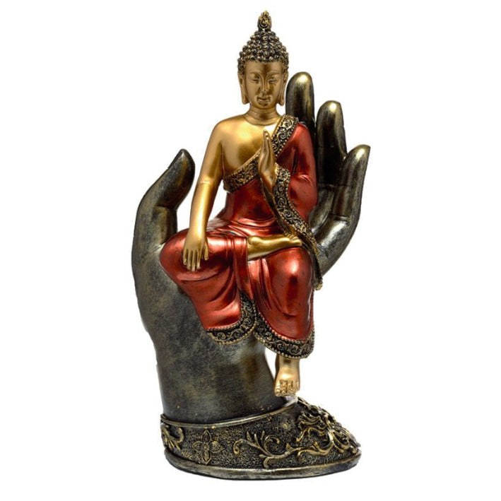 Buddha Ornamanet, gold and Red, Sitting in a Hand