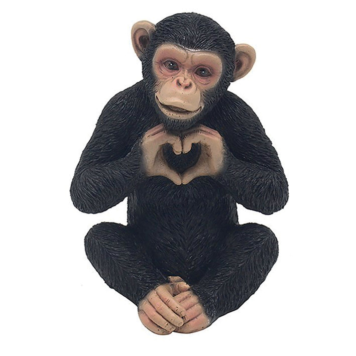 Cheeky Monkey Chimp Sitting Making a Heart. Small
