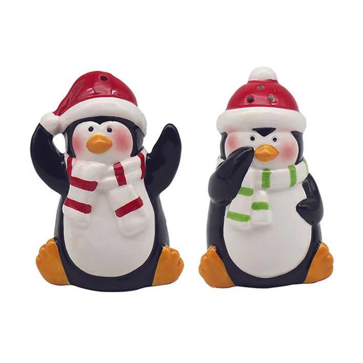 Ceramic Salt and Pepper Set - Christmas Penguins