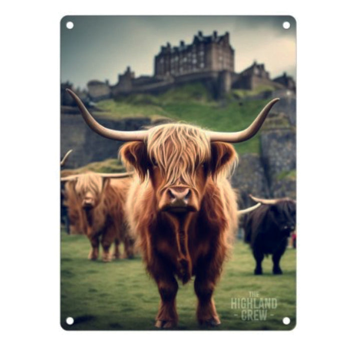 Large metal sign - Highland Cow in Edinburgh