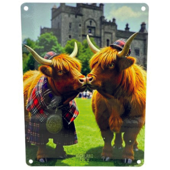 Large metal sign - Highland Cows kissing