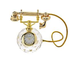 Miniature clock - Crystal Globe Telephone