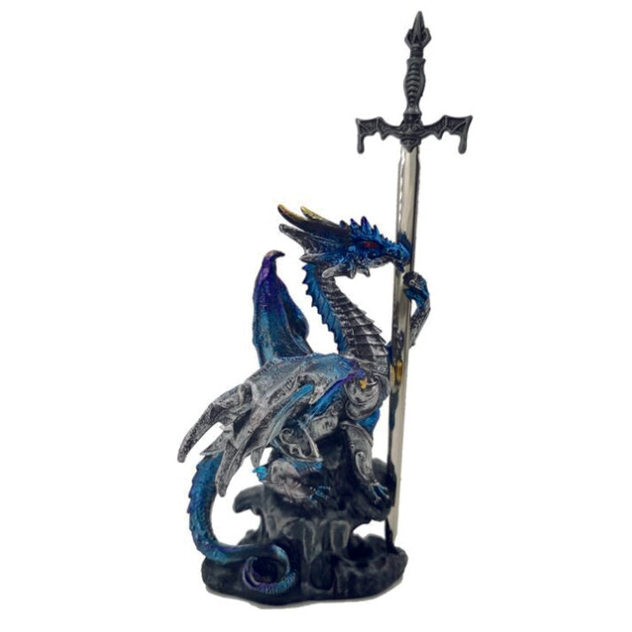 Dark Legends Protector of the Night Blue Dragon with Sword
