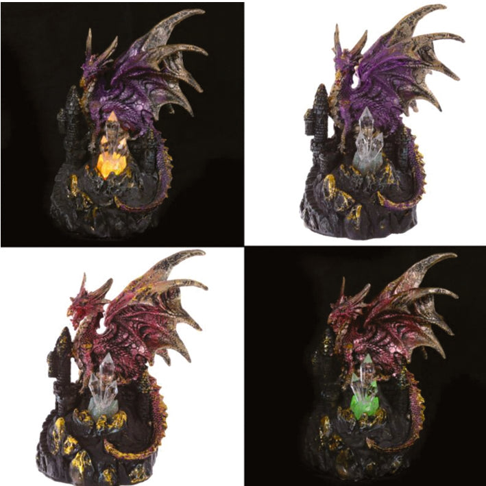 Dark Legends Dragons on Castle with LED Crystals