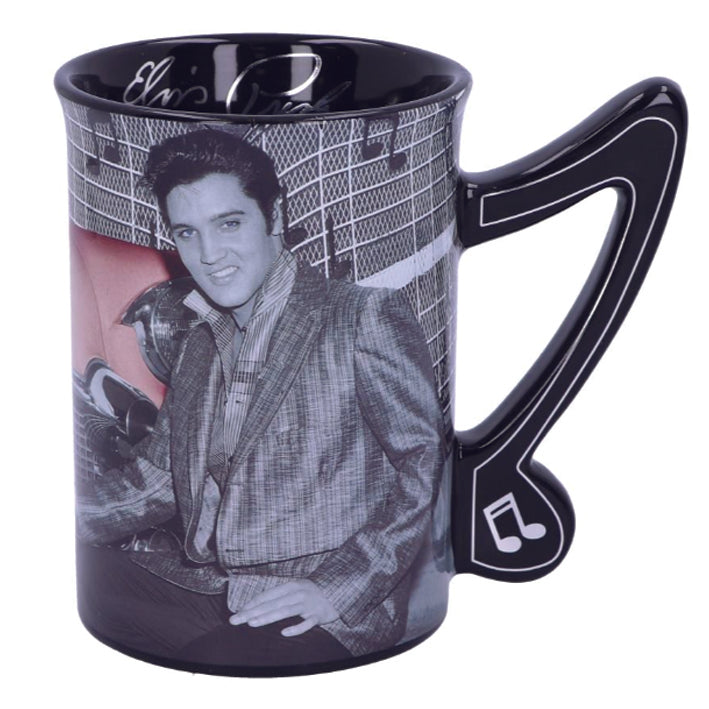 Ceramic Mug - Elvis and Cadillac Print with Quaver Note Handle
