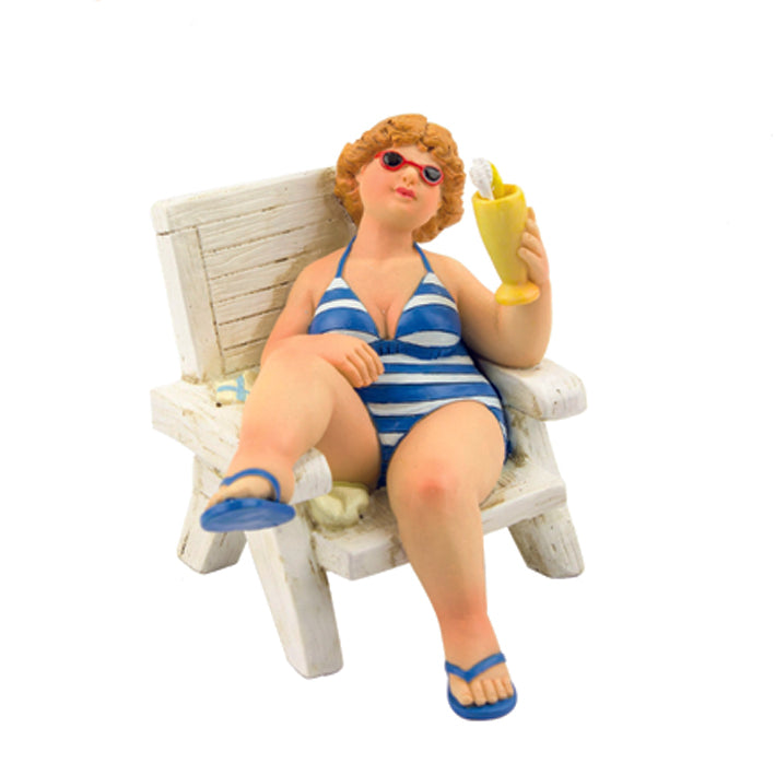 Fat lady on deck chair