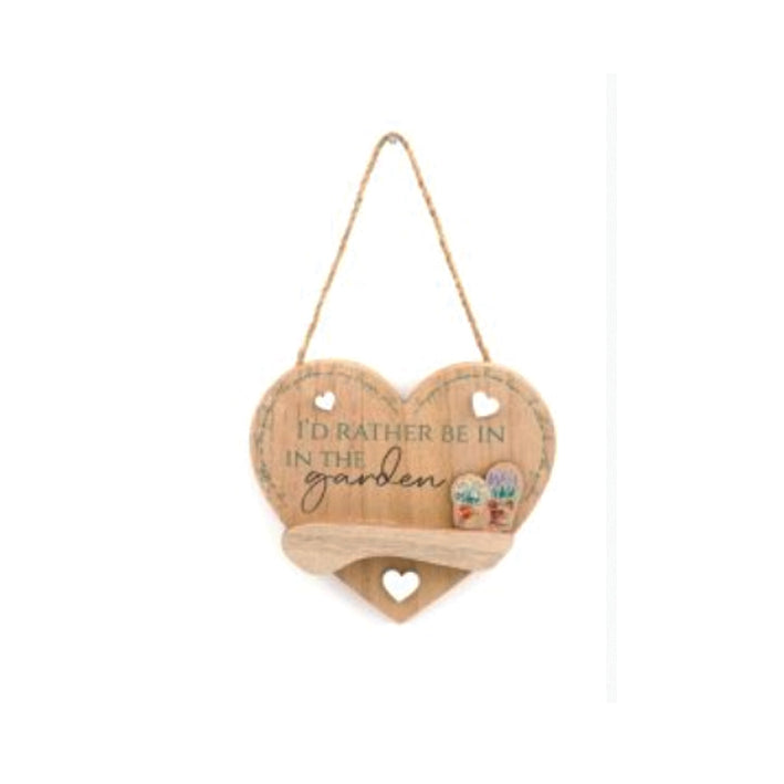 Wooden Hanging Heart Shaped Plaques - Flower Garden Range