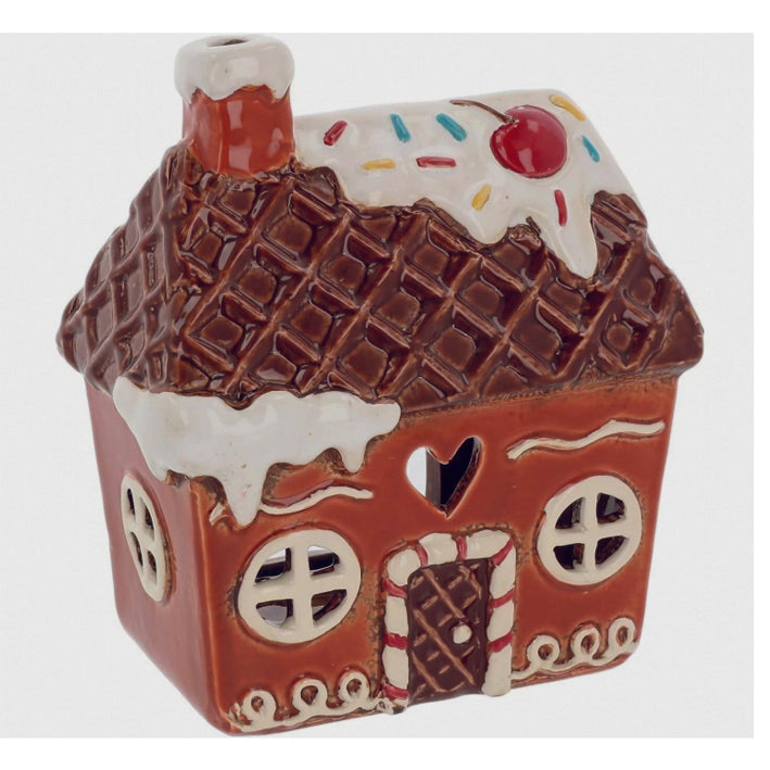 Village Pottery Gingerbread House Waffle Roof Tealight Holder