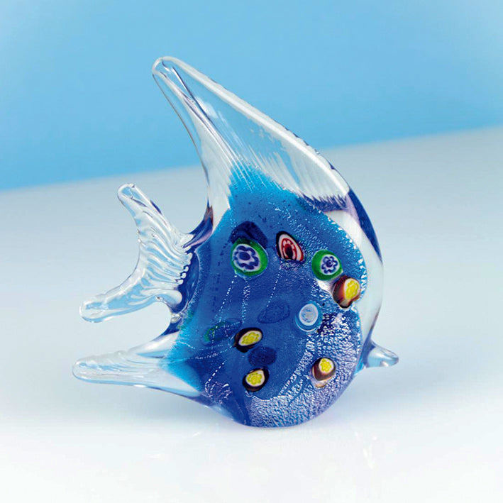Blue and Multi Coloured Glass Angel Fish Ornament