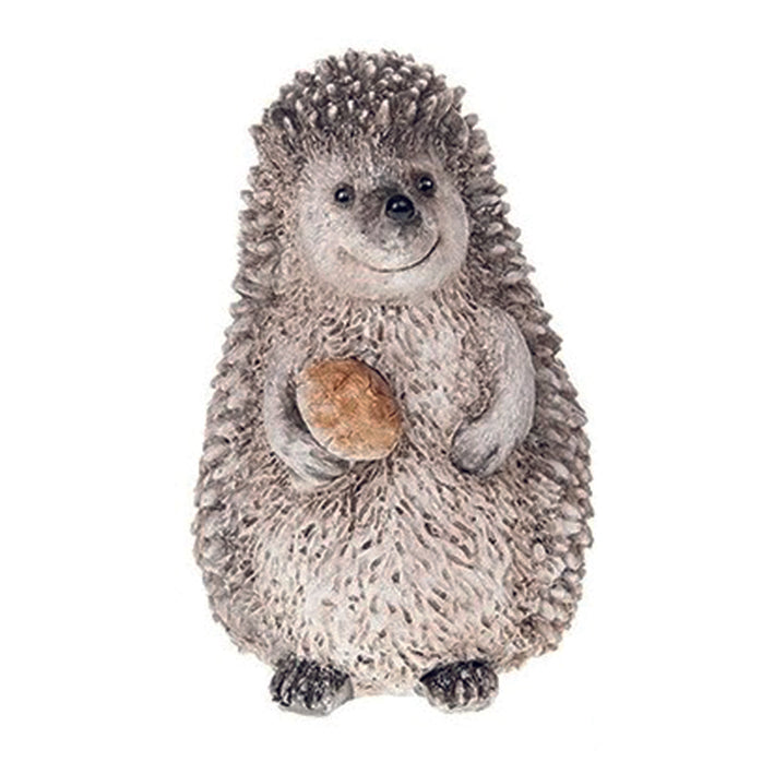 Happy hedgehog med standing with toadstool