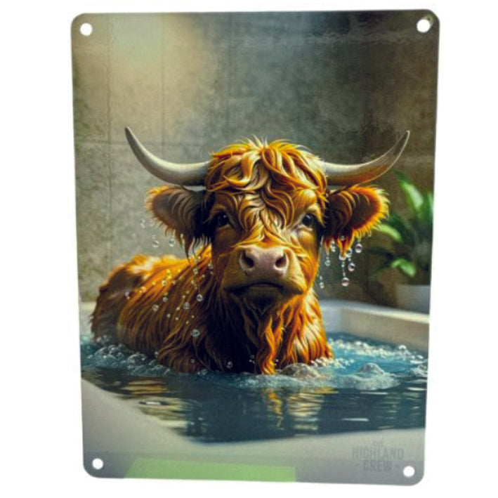 Large metal sign - Highland Cow in the Bath