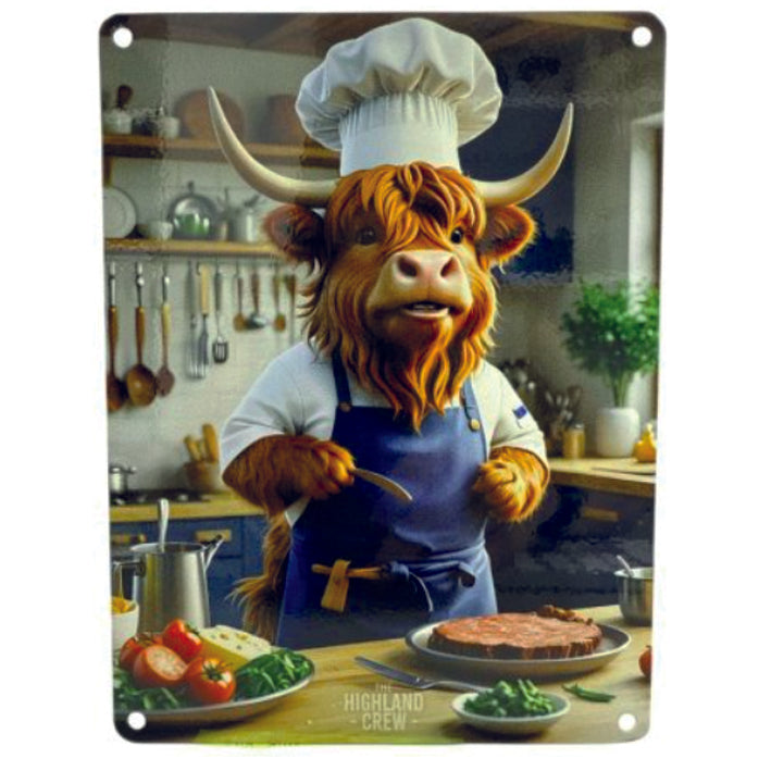 Large metal sign - Highland Cow in the Kitchen