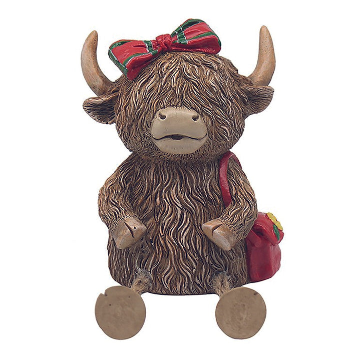 Money Box - Highland cow with tartan bow