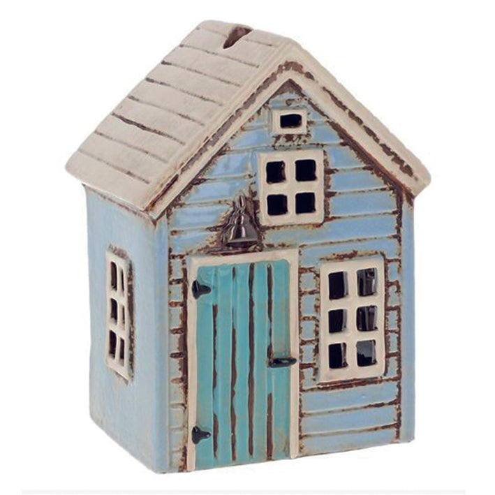 Village Pottery Holiday house, Single Light Blue, Tealight holder