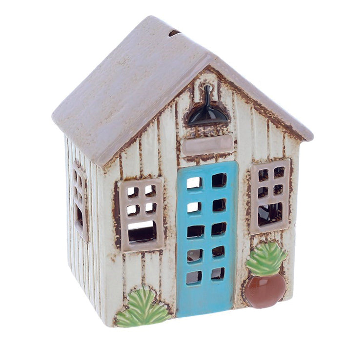 Village Pottery Holiday House with plants Tealight Holder