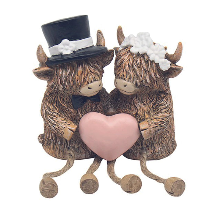 Hughie the Highland Cow Ornament, Wedding Couple