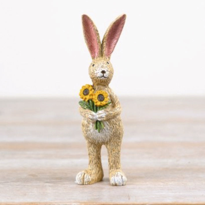 Jasper the Rabbit Ornament Holding Sunflowers
