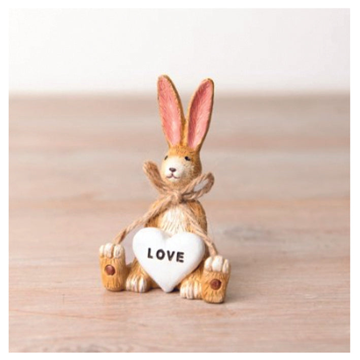 Jasper the Rabbit Ornament Sitting Holding a Heart Saying Love