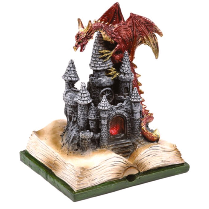 Dark Legends LED Enchanted Fairytale Castle Fire Dragon Ornament