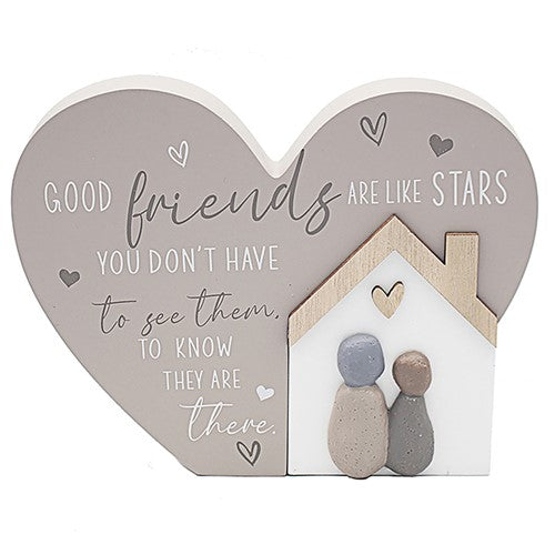 Wooden Standing Heart Plaque. Good FRIENDS are like stars..
