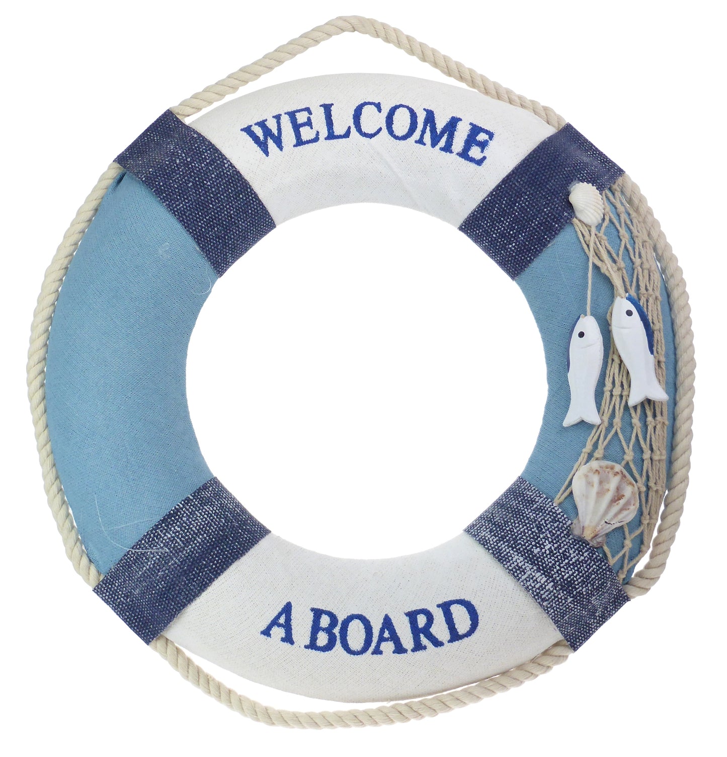 Hanging Lifebuoy ornament - "Welcome Aboard"