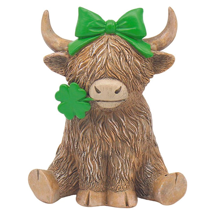 Happy Highland Cow Girl Luck of the Irish Ornament