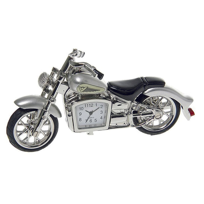 Miniature clock - Silver motorbike