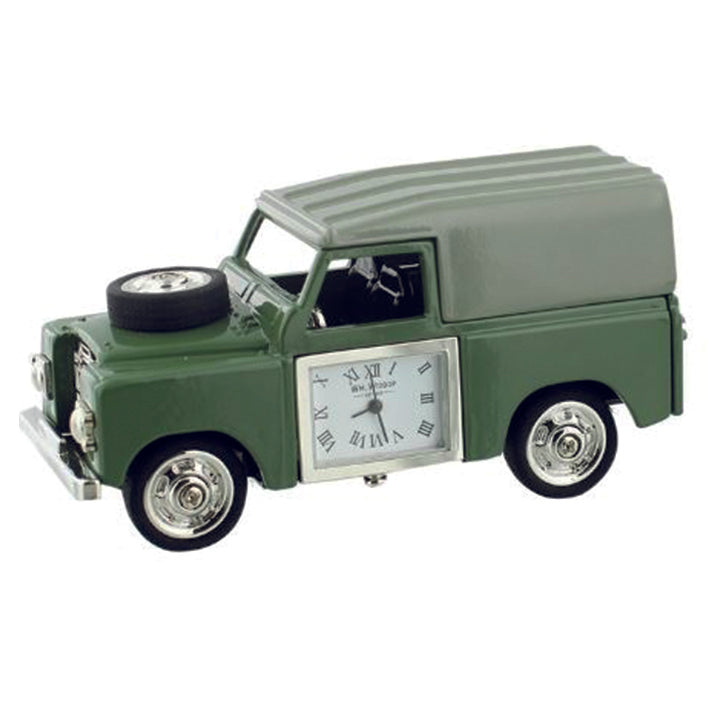 Miniature clock - Green Landrover