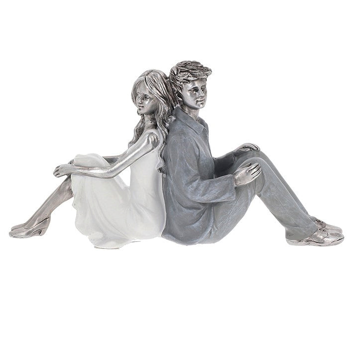 Moonlight Couple Ornament. Sitting Back to Back