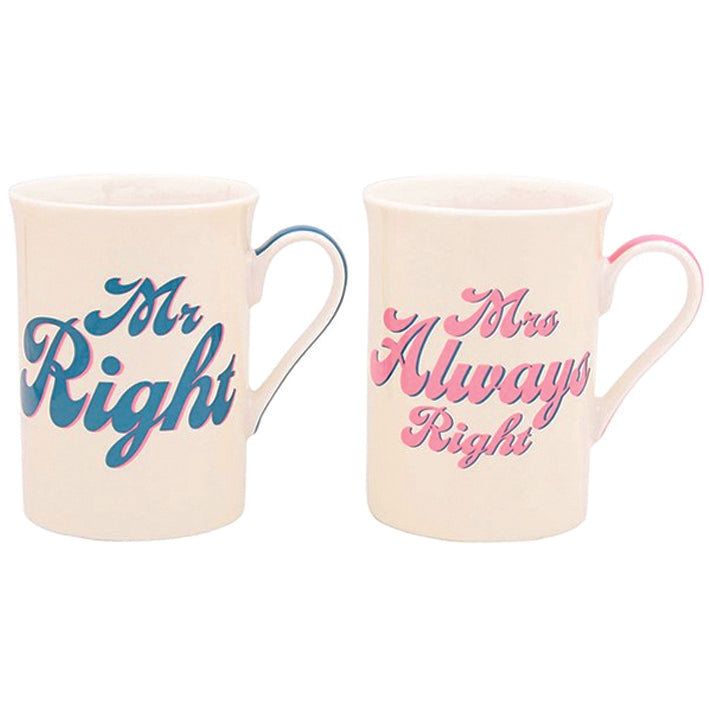 Set of 2 Mugs saying Mr Right and Mrs Always Right