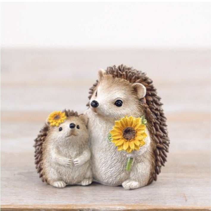 Hedgehog Mum and Baby With Yellow Flowers