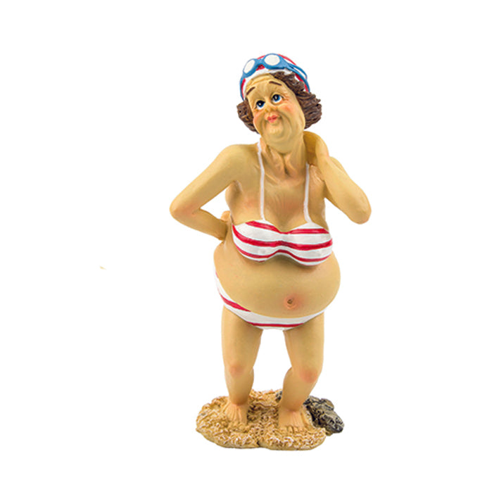 Saggy Old Ladies in Striped Bikinis. Resin Ornaments