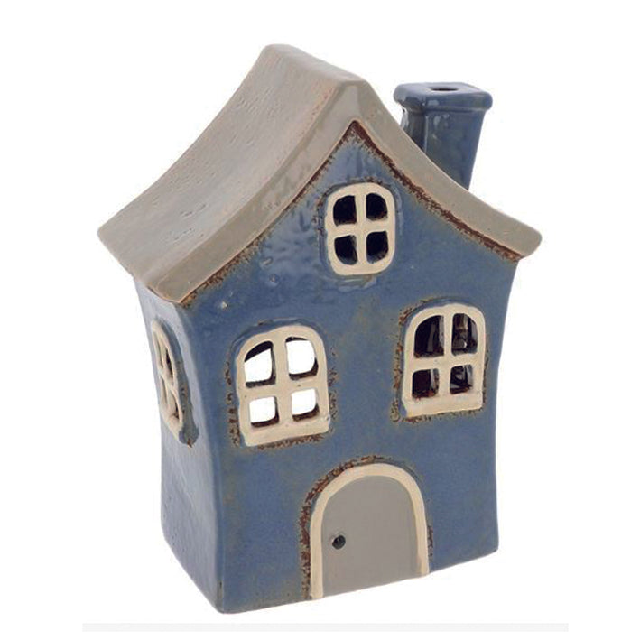 Village Pottery Quirky House, navy, Tealight holder