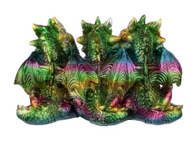 Rainbow Dragon hear no evil, see no evil, speak no evil Ornament