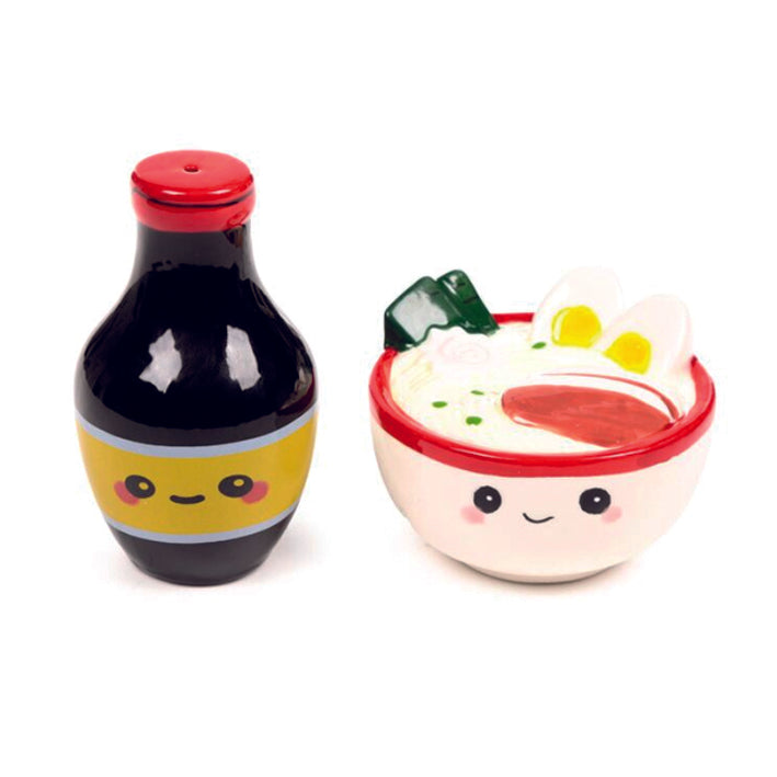 Ceramic Salt and Pepper Set as Soy Sauce Bottle and Ramen Bowl