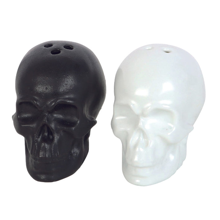 Ceramic Black and White Skulls Salt and Pepper Set