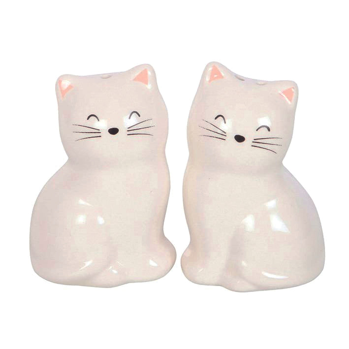 Ceramic Salt and Pepper Set - White Cats