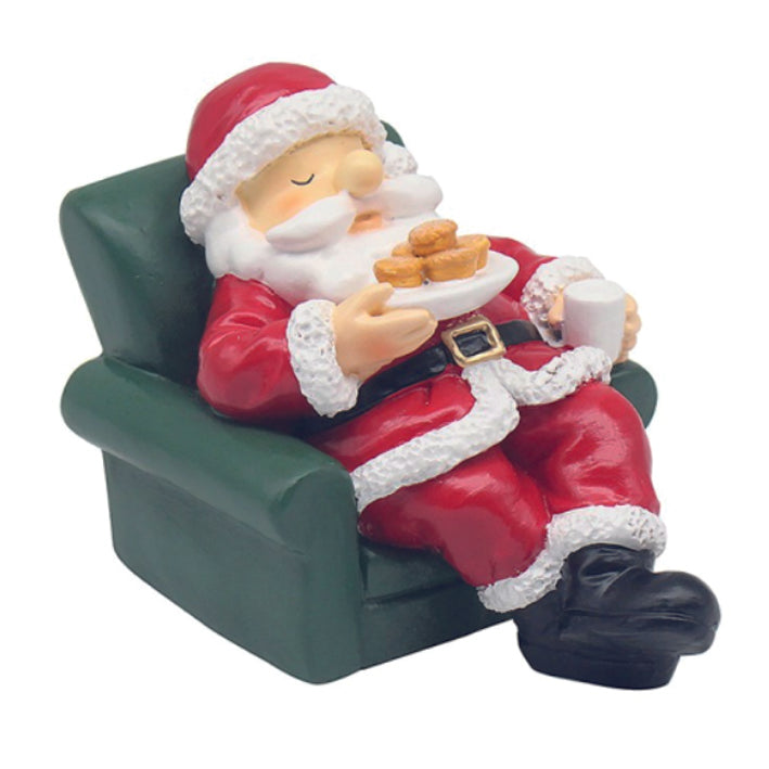 Christmas Santa napping on a chair ornament