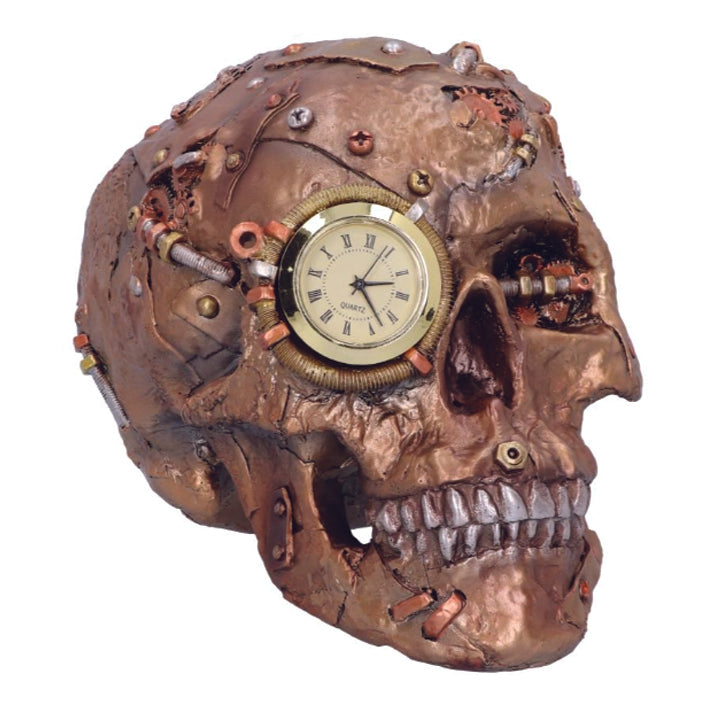 Mantel clock - Scrapped Bronze Coloured Skull Clock