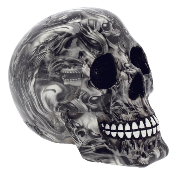 Screaming Skull in Black and White Swirl Print Skull Ornament