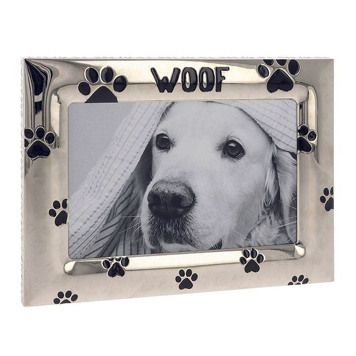 Photo Frame. Silver Woof with Paw Prints 5x7"