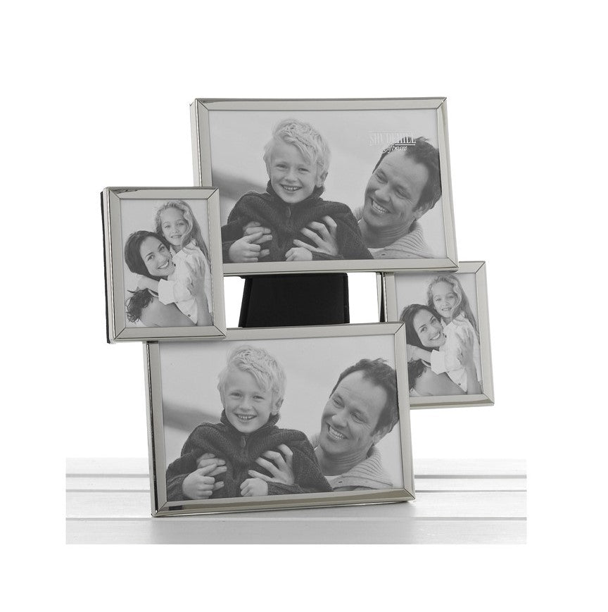 Photo frame. Silver overlap collage 4 pics