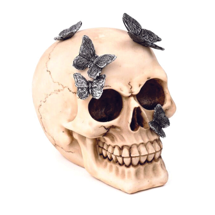 Skull With Butterflies Ornament