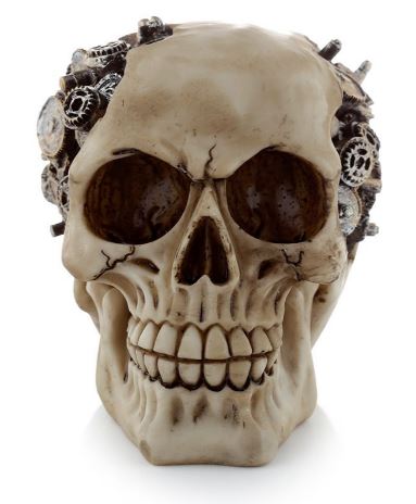 Skull with cogs embedded