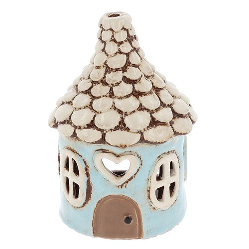 Village Pottery Round Heart house Tealight Holder