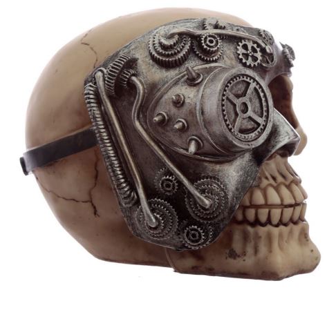 Steampunk style headpiece on skull ornament