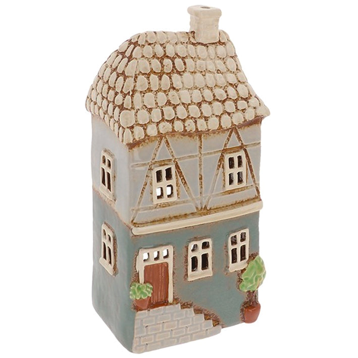 Village Pottery Tall House With Steps Tealight Holder